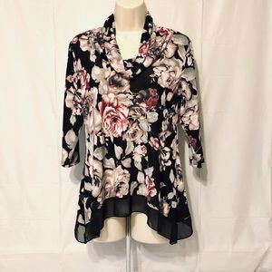Roz & Ali 3/4 Sleeve Floral Blouse SP